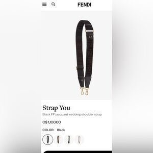 Authentic Fendi Black FF Jacquard webbing Shoulder Strap